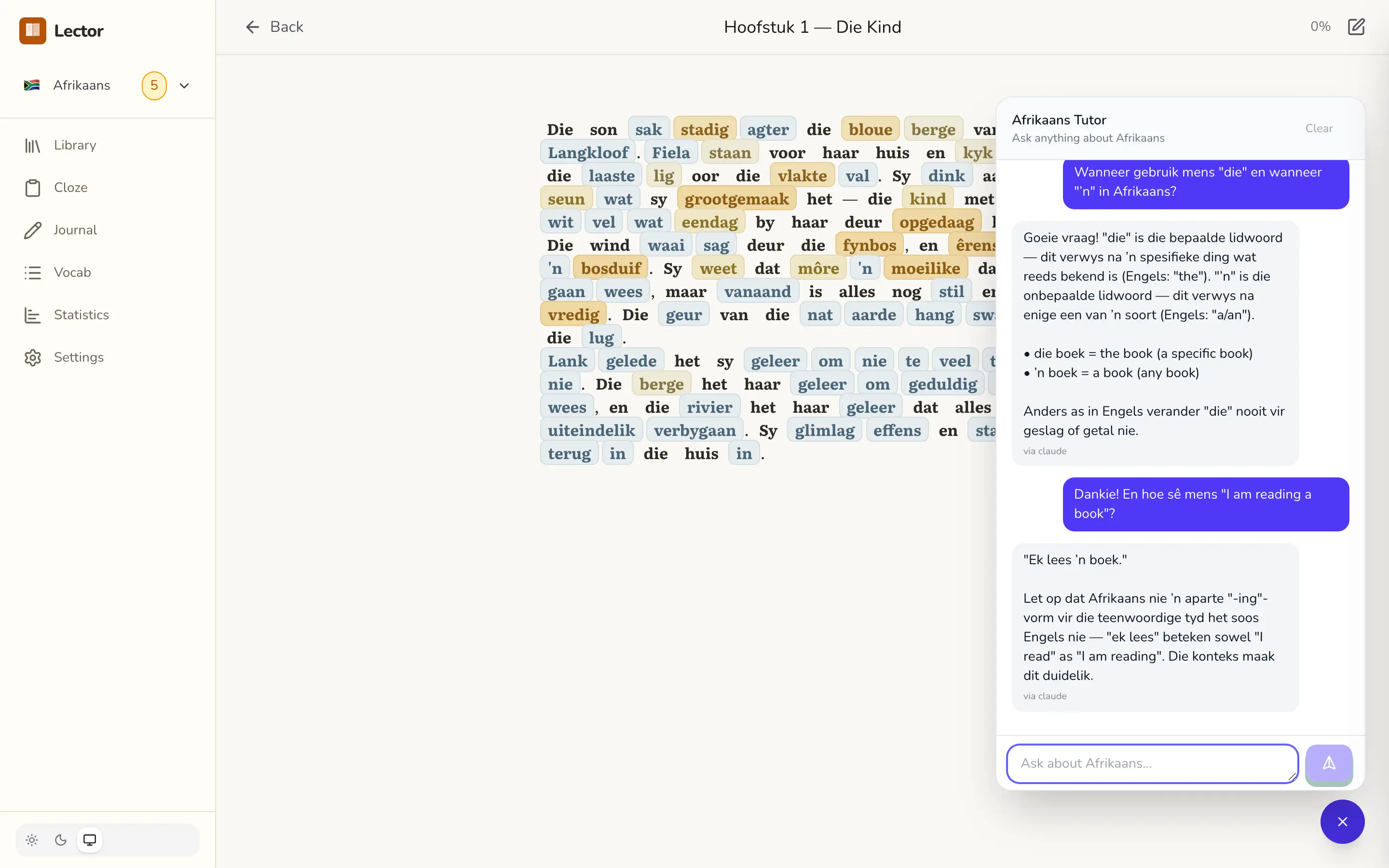 The tutor chat with a grammar conversation